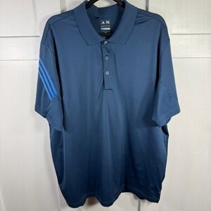 Adidas Golf Polo Shirt Puremotion Coolmax Blue Men's XL Short Sleeve Performance